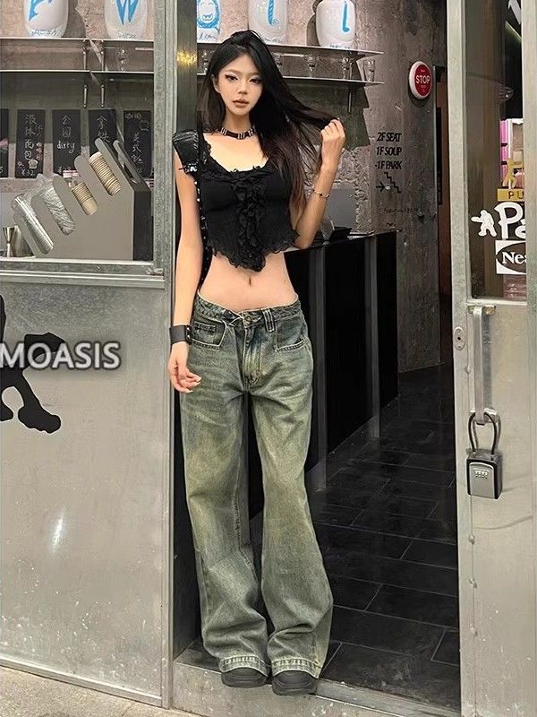 High Waist Loose Drooping Mop Slimming And Straight Long Pants