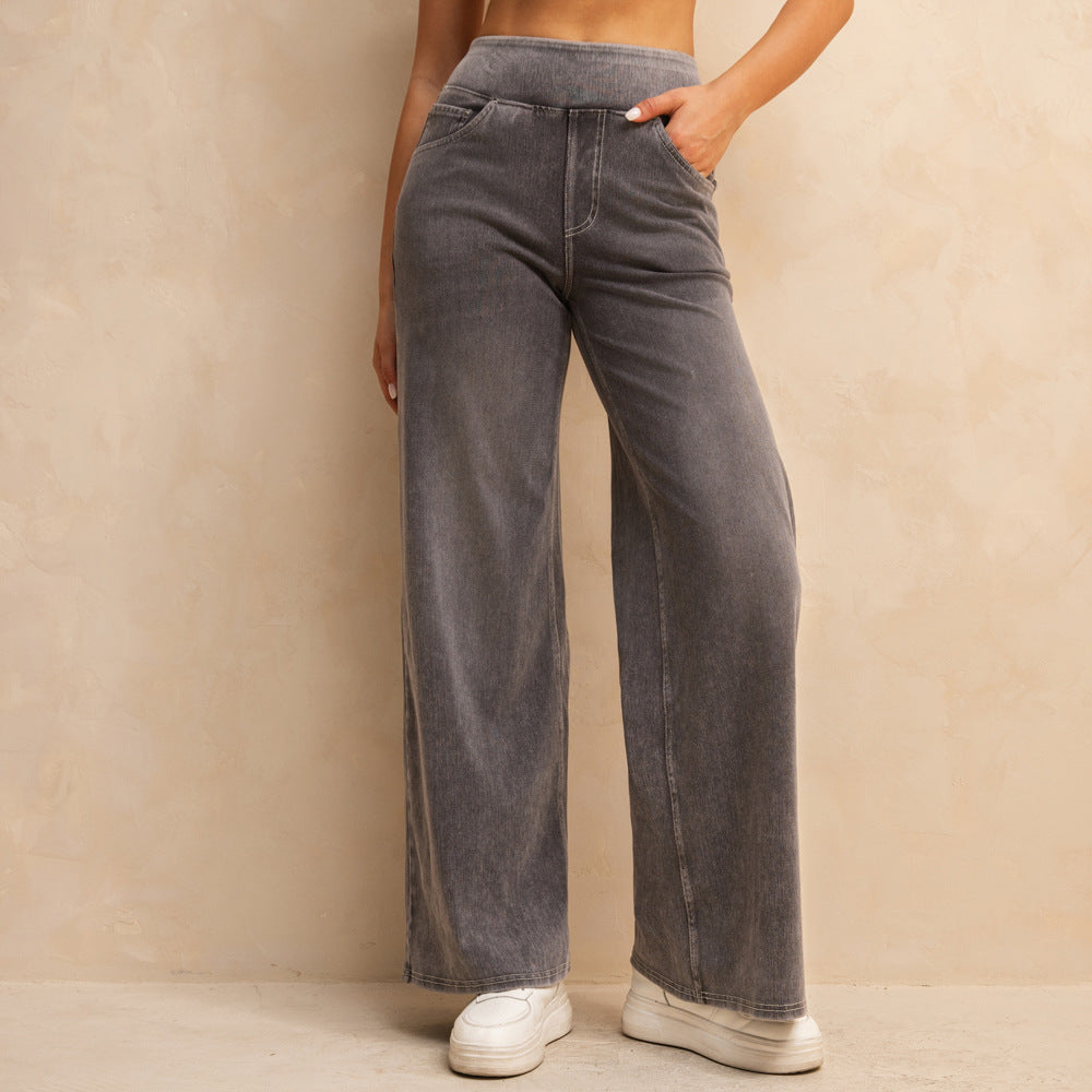 Women's High Waist Mid-light Gray Loose Jeans