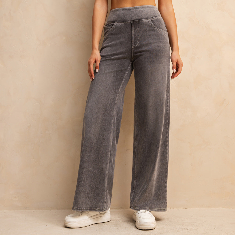 Women's High Waist Mid-light Gray Loose Jeans