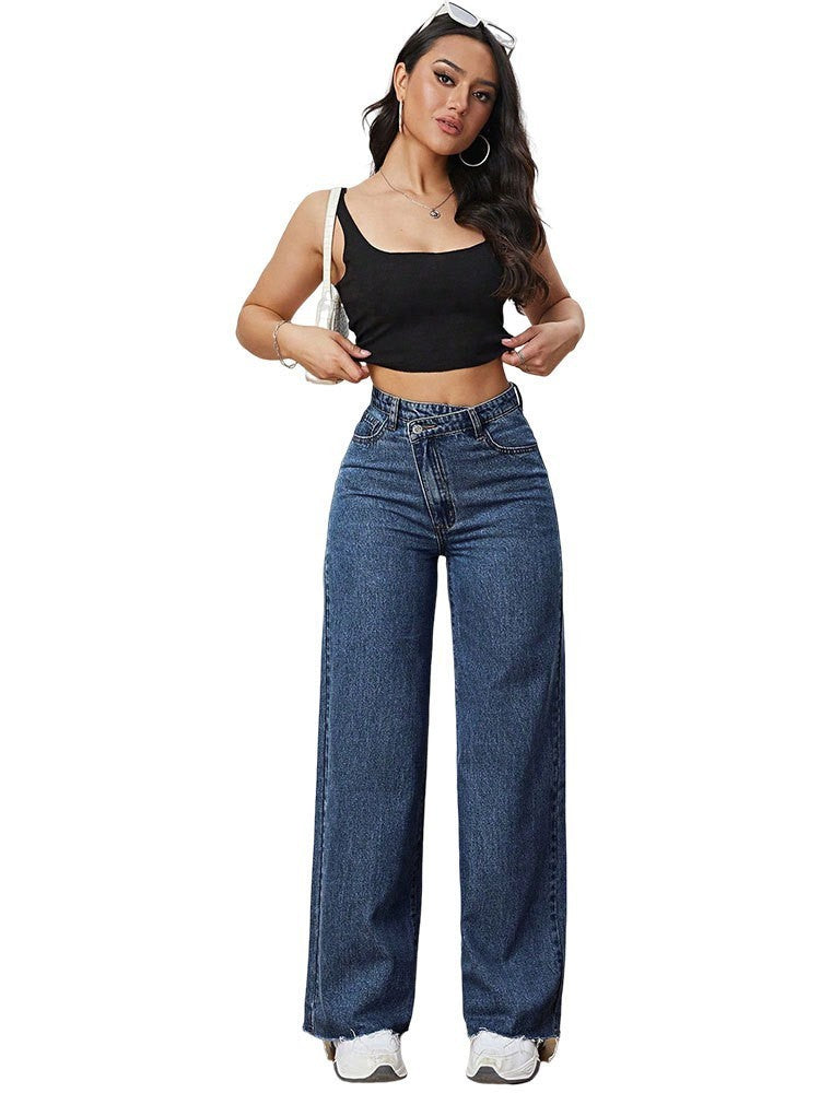 Light Color And Water Scrubbing Casual Narrow Wide Leg Pants Jeans