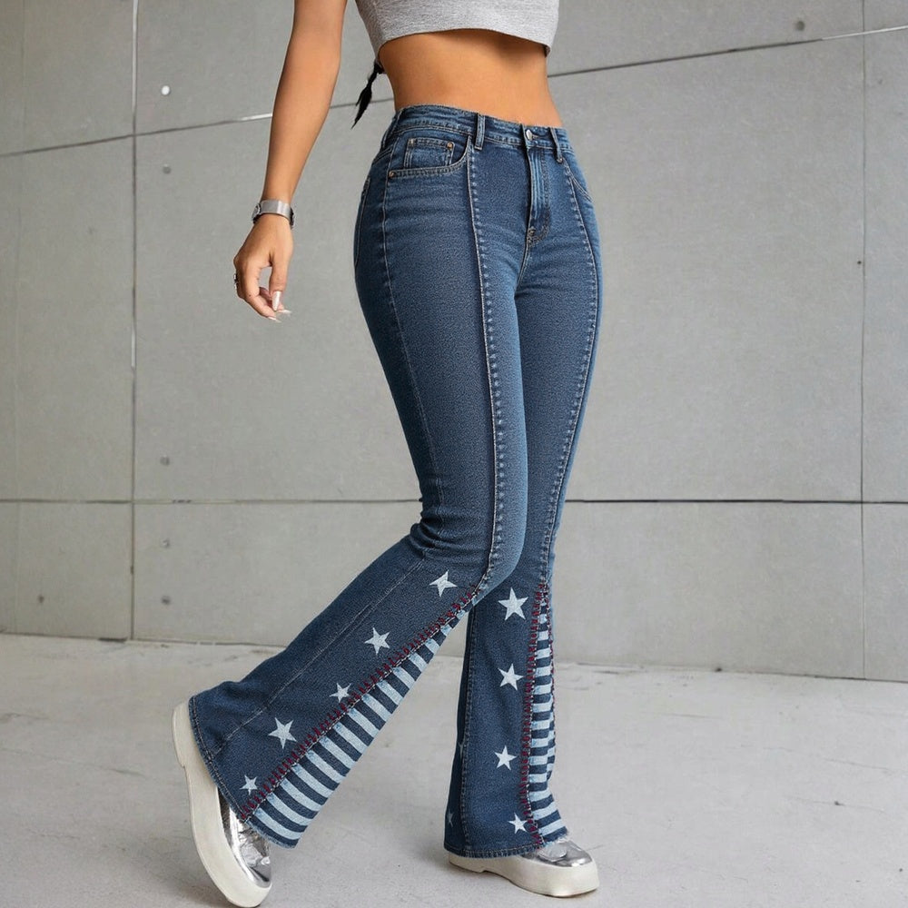 Vintage Star Pattern Jeans Forbidden Platform - Temu