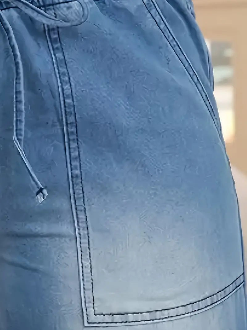 Loose And Versatile Casual Trend Wide Leg Jeans For Women, High Waisted Straight Leg Pants, Long Pants