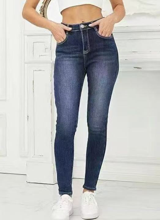 Fleece-lined Slim-fitting Mid-waist Slimming Stretch Fleece Fleece-lined Skinny Jeans